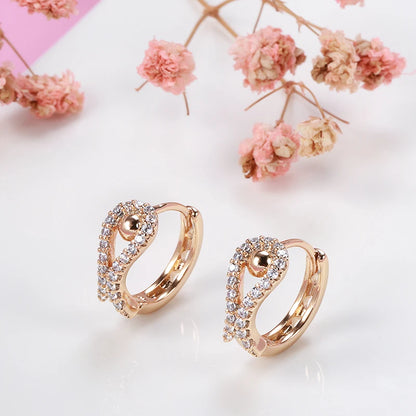 Wbmqda Elegant Fashion 585 Rose Gold Color Natural Zircon Hoop Earrings For Women High Quality Daily Jewelry Accessories