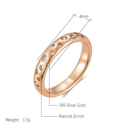 Wbmqda 585 Rose Gold Color Sparkling Natural Zircon Ring For Women Simple Fashion Daily Match Jewelry Accessories 2023 Trending