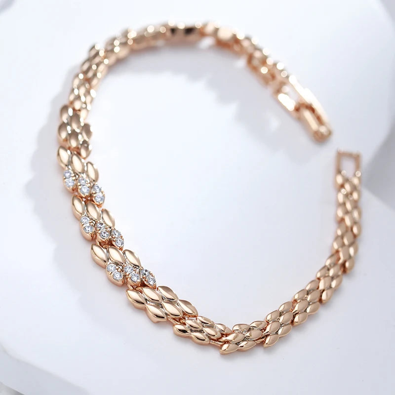 Kinel Fashion 585 Rose Gold Color Bracelet For Women Luxury Natural Zircon Bride Fine Wedding Daily Fine Jewelry 2022 New