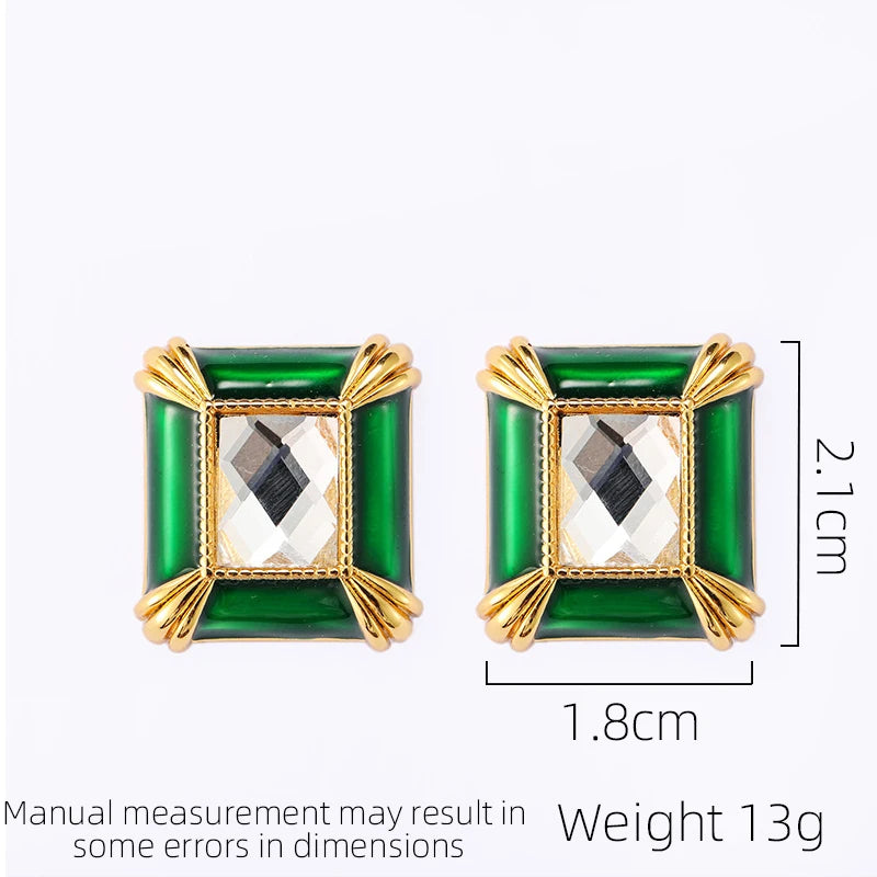 Medieval Classic Vintage Trendy Earrings Women's Geometric Drop Glazed Palace Style Earrings Fashionable And Elegant Accessories