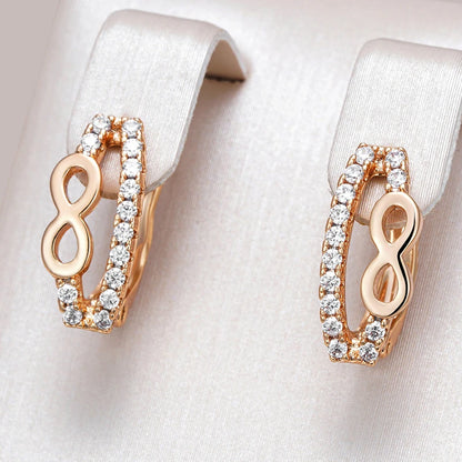 Wbmqda Simple Fashion Geometric Drop Earrings For Women 585 Rose Gold Color With White Natural Zircon High Quality Dubai Jewelry