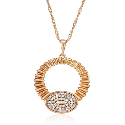 Kinel Hot Fashion Glossy Shiny Natural Zircon Big Pendant Necklace for Women 585 Rose Gold Color Daily Fine Accessories Jewelry