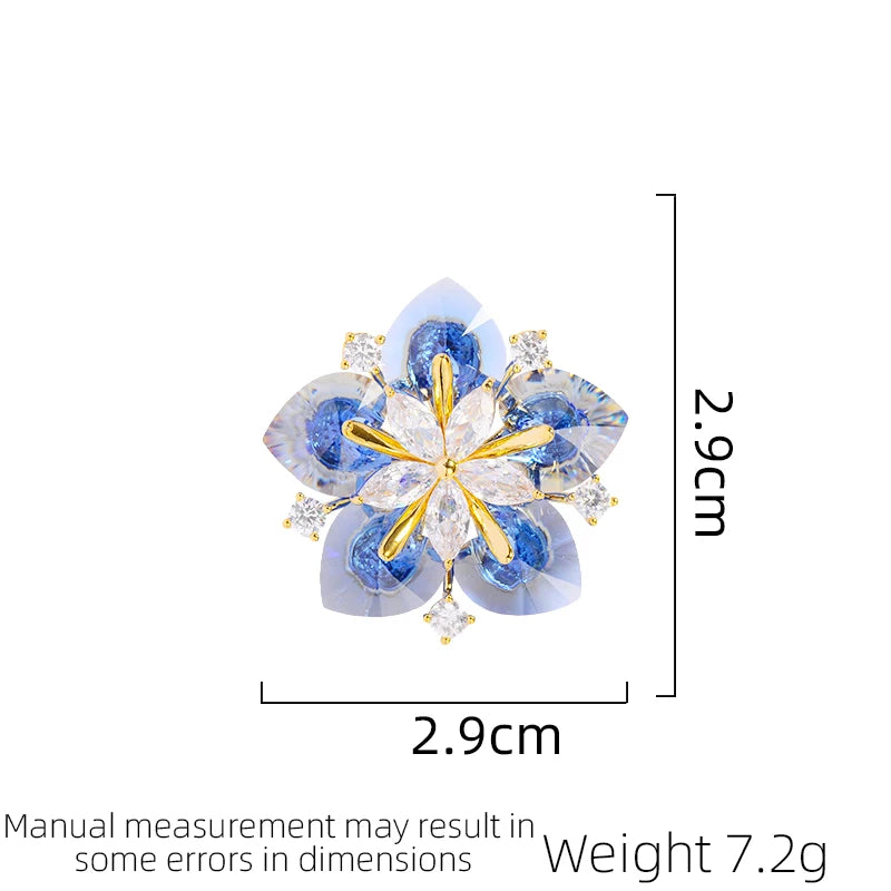 SUYU New Design Light Luxury Flower Brooch Fashionable Blue Snowflake Shape Personalized Breast Blossom Suit Temperament Pins