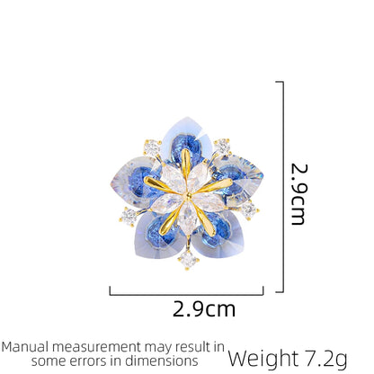 SUYU New Design Light Luxury Flower Brooch Fashionable Blue Snowflake Shape Personalized Breast Blossom Suit Temperament Pins