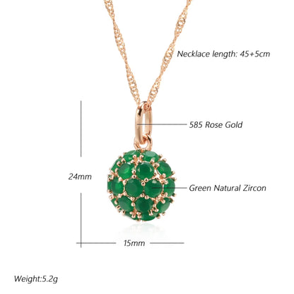 Kinel Unusual Full Sparkling Green Natural Zircon Pendant Necklace for Women Luxury 585 Rose Gold Color Party Daily Fine Jewelry