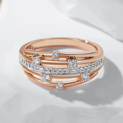 Wbmqda 585 Rose Gold Silver Color Mix Natural Zircon Rings For Women Luxury Bride Wedding Jewelry