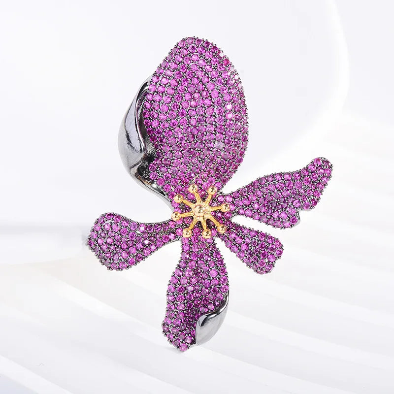 SUYU Autumn Women's Luxury Designer Brooch Jewelry Accessories Purple Flower Micro Set Zircon Vintage Exquisite Pin Accessories