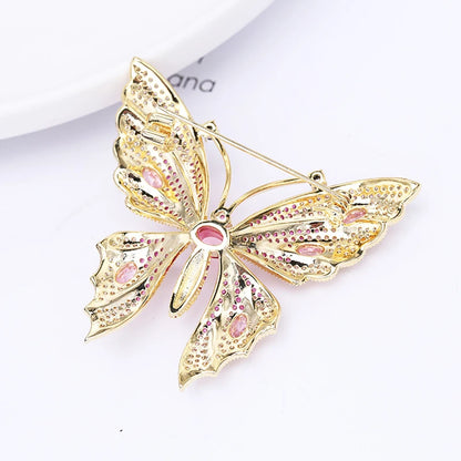 SUYU Copper Inlaid Cubic Zirconia Lovely Temperament Butterfly Brooch Fashion Women's Coat Suit Pin Accessories Gift