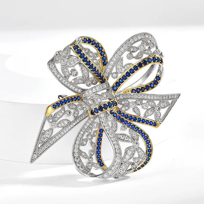 2023 Spring Personalized New Vintage Bow Fashion Zircon Inlaid Brooch Women's Exquisite Luxury Pin