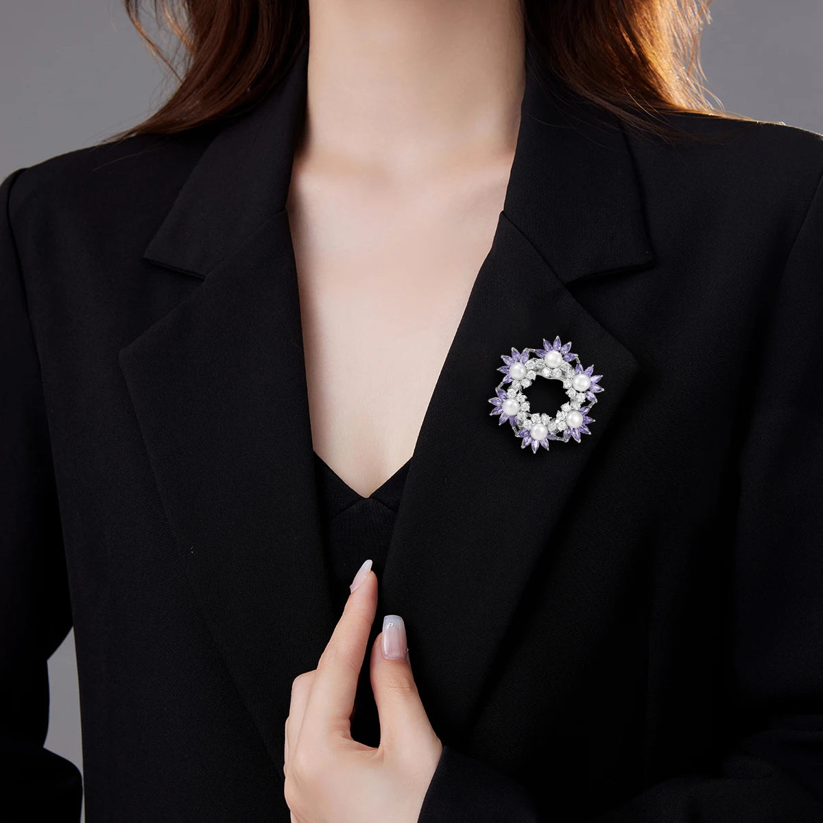 SUYU Dual Purpose Fashionable Temperament Purple Sunflower Women's Brooch Niche Design Accessory Scarf Buckle