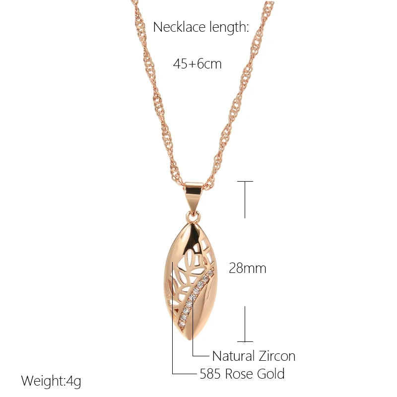 Kinel Trendy Ethnic Bride Pendant Necklace For Women 585 Rose Gold Color With Natural Zircon Pendant Dat Daily Fine Boho Jewelry