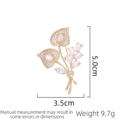 SUYU Women's Flower Brooch Elegant Temperament Multifunctional Suit Dress Minimalist Leaf Pin Scarf Button Flower Brooch