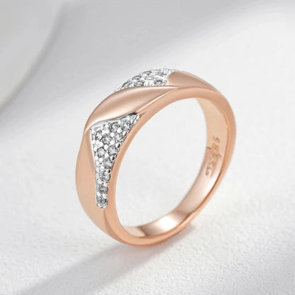 Wbmqda Luxury Natural Zircon Bride Wedding Rings For Women 585 Rose Gold Silver Color Mix Unique Design Fine Daily Jewelry