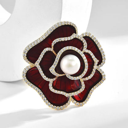 SUYU Spring New Camellia Brooch Female Design Temperament Retro Corsage Small Fragrance Brooch Accessories