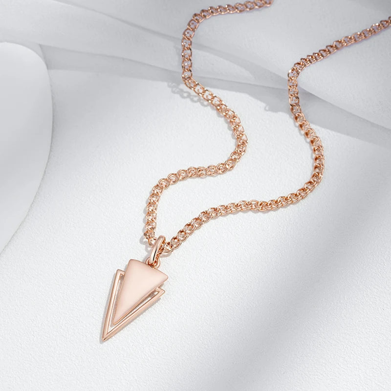 Kinel Hot Fashion Glossy Pendant Necklaces For Women 585 Rose Gold Simple Triangle Pendant High Quality Daily Fine Jewelry