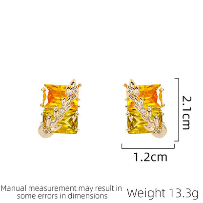 Wheat Ear Yellow Zircon Earrings For Women With Light Luxury Temperament Autumn New Trendy Fashion Style Earrings Holiday Gifts