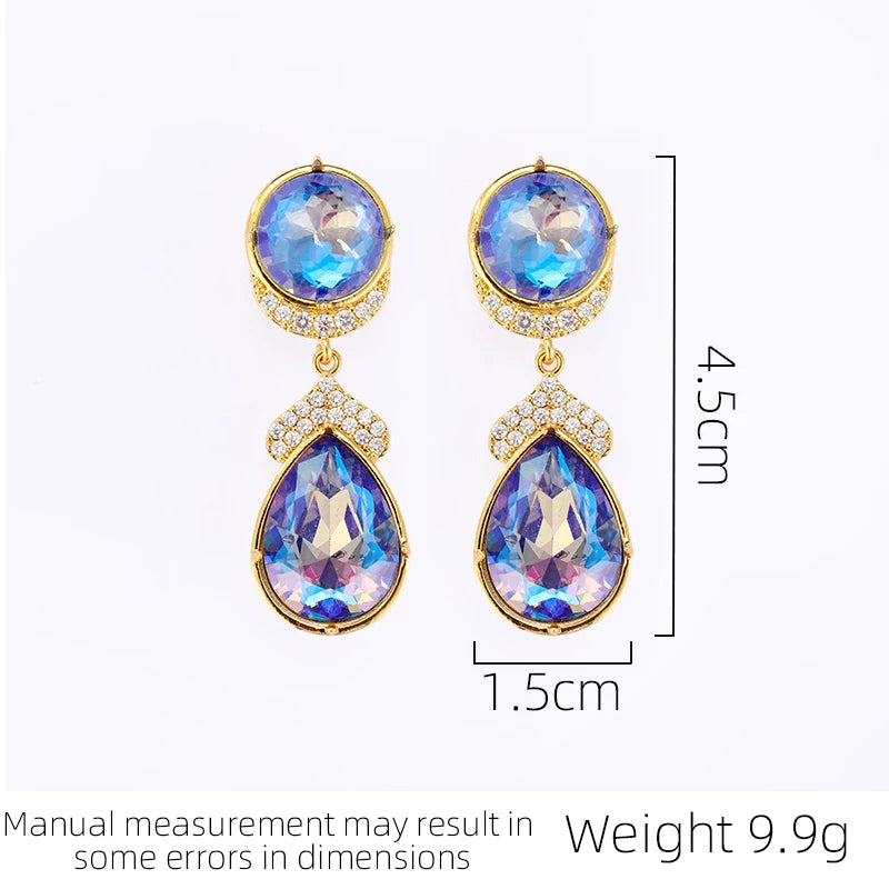 SUYU Fashionable Vintage Earrings Palace Style Long Hollow Droplet Shaped Zircon Earrings Ladies Elegant Design Versatile