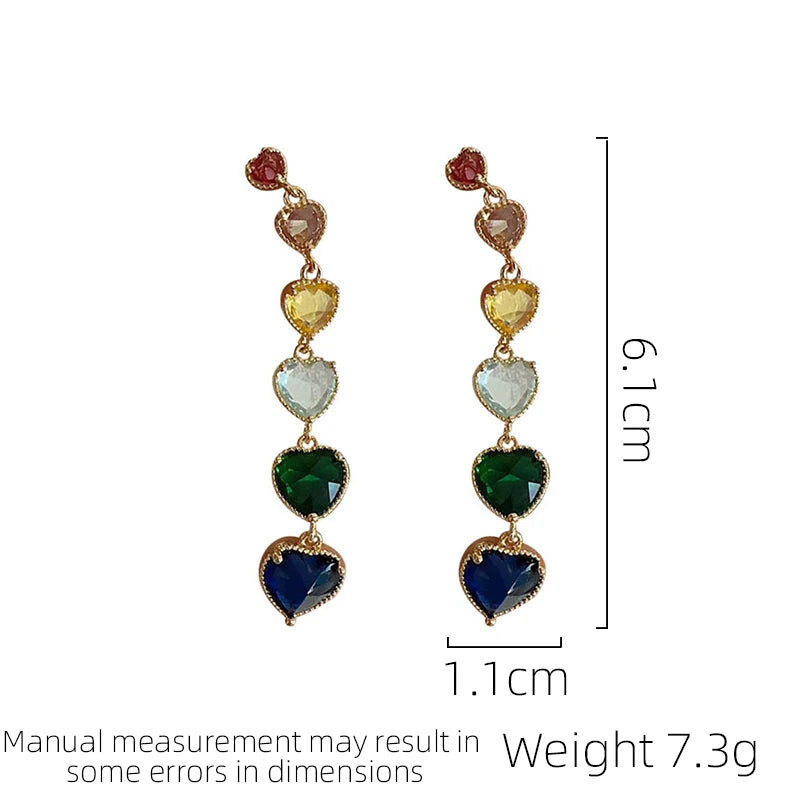 SUYU Fashion Design Light Luxury Versatile Elegant Long Colored Zircon Earrings Women's Tassel Earrings