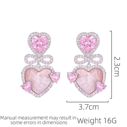 SUYU New Fashionable And Personalized Earrings Light Luxury Pink Bow Sweet Love Earrings