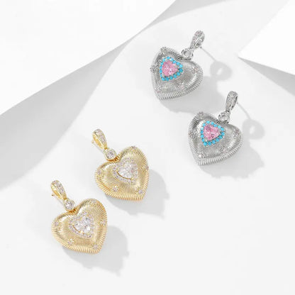 SUYU New French niche style earrings trendy designer metal style three-dimensional love shaped earrings