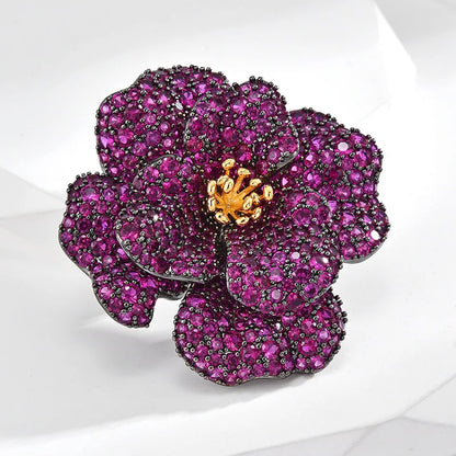 SUYU New Camellia Blossom brooch Luxury Women's Red Rose Brooch Flower Temperament Exquisite Pin Design Sense Suit Accessories