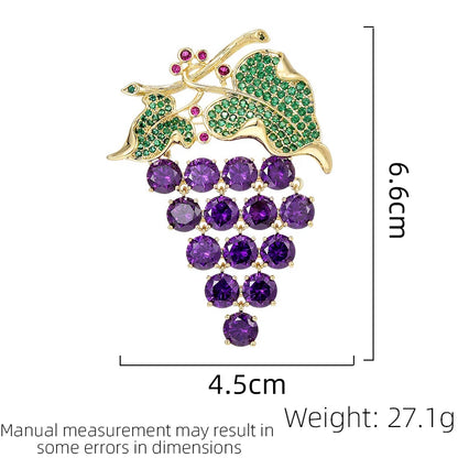 SUYU Autumn New Design Women's Luxury Grape Brooch Exquisite And Simple Versatile Coat Accessories 2024 New Trendy Brooch