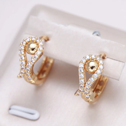 Wbmqda Elegant Fashion 585 Rose Gold Color Natural Zircon Hoop Earrings For Women High Quality Daily Jewelry Accessories