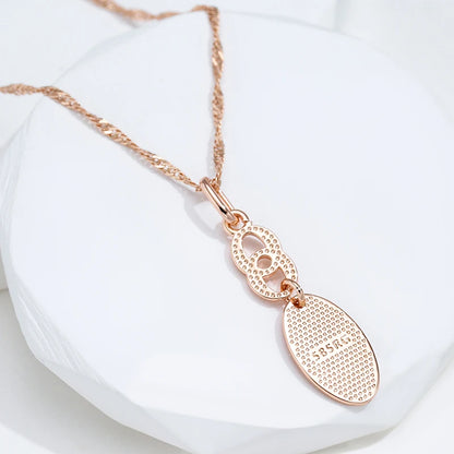 Kinel Hot Fashion Glossy Pendant Necklace 585 Rose Gold Simple Geometry Earrings For Women High Quality Daily Fine Jewelry