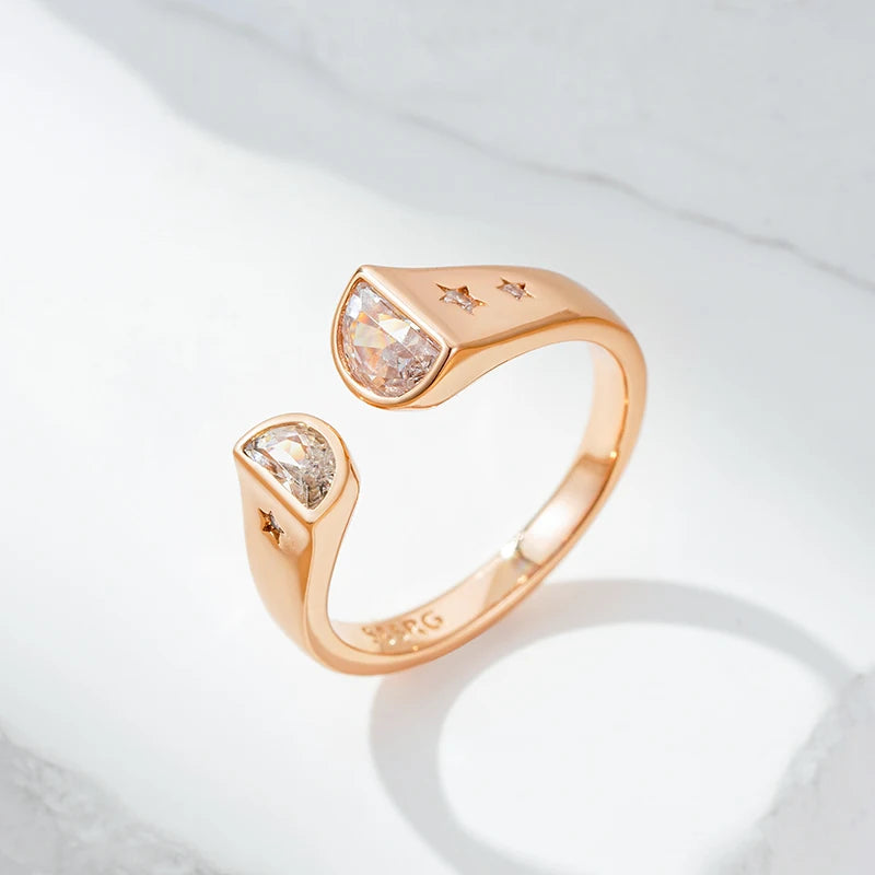 Wbmqda New Fashion 585 Rose Gold Color Natural Zircon Ring For Women Girls Party Anniversary Jewelry Gift 2023 Trending