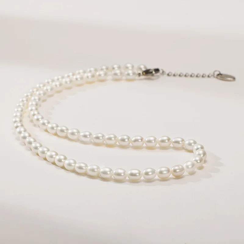 SUYU Summer Natural Freshwater Pearl Necklace Fashionable Women's Collarbone Chain Versatile Beaded Jewelry Neckchain