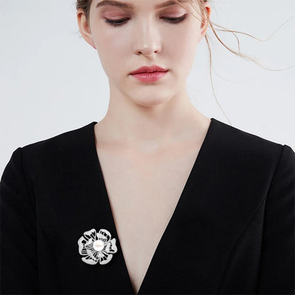 SUYU Haitang Flower Brooch For Women With Imitation Pearl Luxurious Temperament New  Style Exquisite  Coat Accessories