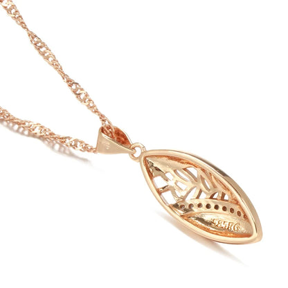 Kinel Trendy Ethnic Bride Pendant Necklace For Women 585 Rose Gold Color With Natural Zircon Pendant Dat Daily Fine Boho Jewelry