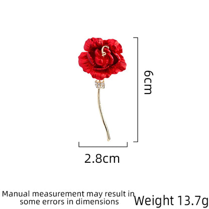 SUYU Ladies Light Luxury Fashion Elegant Red Carnation Flower Zircon Brooch Versatile Daily Accessories Brooch Birthday Gift