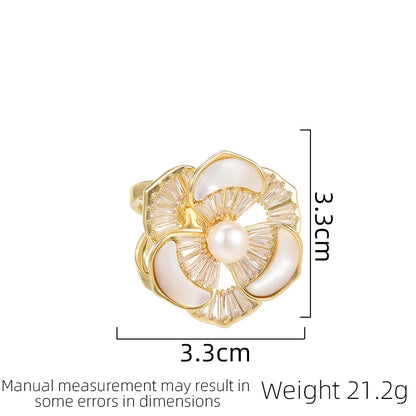 SUYU Women's Fashion Elegance Fashionable Temperament Camellia Light Luxury Silk Scarf Buckle Fixed Buckle Brooch