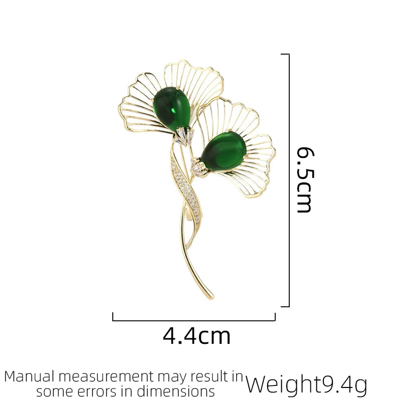 SUYU Ginkgo Leaf Elegant Luxury Premium Brooch Women's Delicate Temperament Pins Simple Personality Corsage Coat Accessories