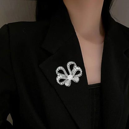 SUYU Bow Knot Flower Brooch Micro Inlaid Cubic Zirconia Coat Suit Pin Accessories Corsage