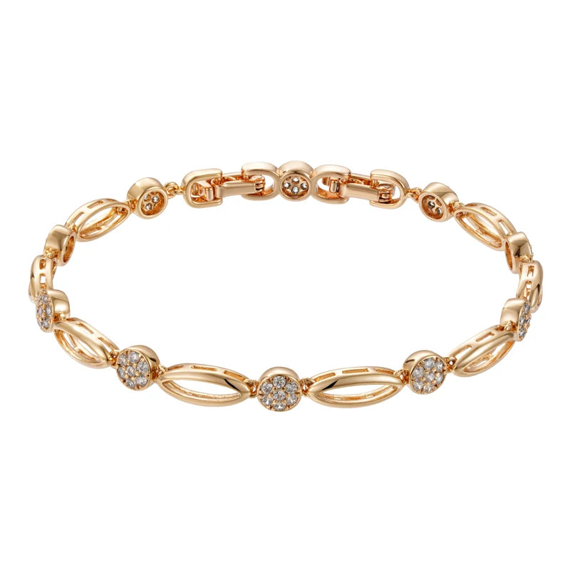 Kinel Hot Trend Simple 585 Rose Gold Color Bracelet for Women Luxury Natural Zircon Bride Wedding Daily Fine Jewelry 2023 New