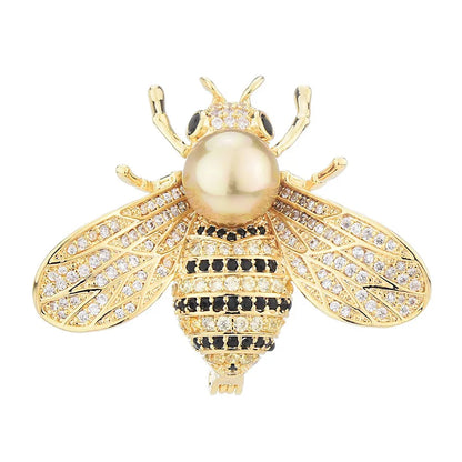 SUYU Autumn New Design Cute Insect Series Small Bee Brooch Needle Cubic Zirconia Inlaid with Elegant Temperament