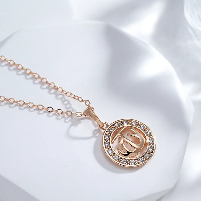 Wbmqda Unique Constellation Hollow Circle Pendant And Necklace For Women 585 Rose Gold Color Fashion Zircon Neck Chain Jewelry