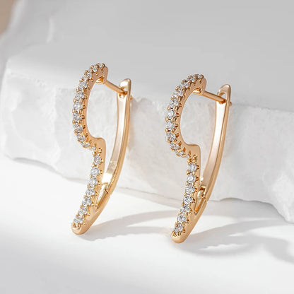 Wbmqda Geometric Irregular Zircon Dangle Earrings For Women 585 Rose Gold Color Modern Trendy Style High Quality Daily Jewelry