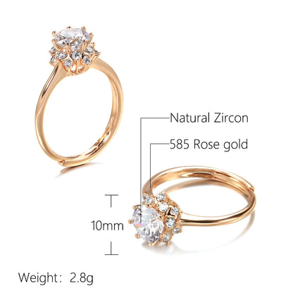 Wbmqda Romantic Bridal Wedding CZ Open Ring For Women 585 Rose Gold Color Sparkling Engagement Jewelry Accessories