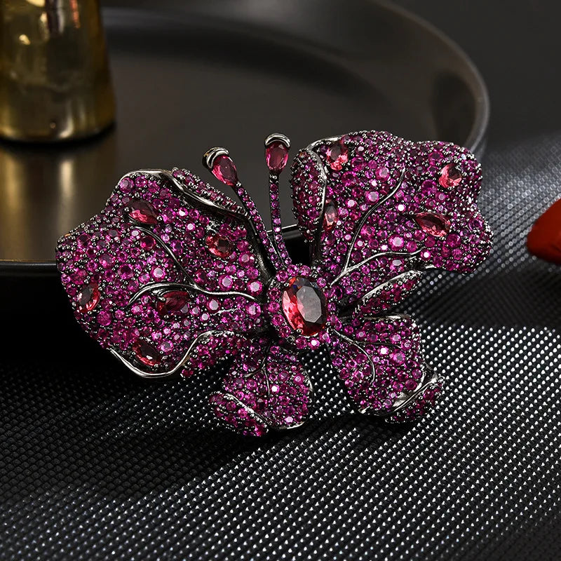 SUYU Autumn Classic Red Zircon Butterfly Light Luxury brooch Personalized Coat Designer brooch