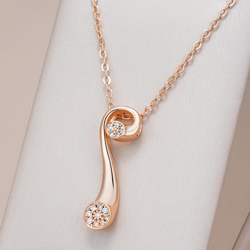 Kinel Hot 585 Rose Gold Color Glossy Pendant Necklace For Women Shiny Natural Zircon Pendant High Quality Daily Fine Jewelry