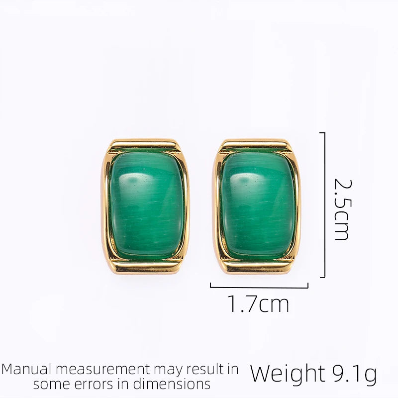 SUYU Geometric Retro Light Luxury Simple Versatile Elegant Style Earrings Green Personalized Women's Earrings