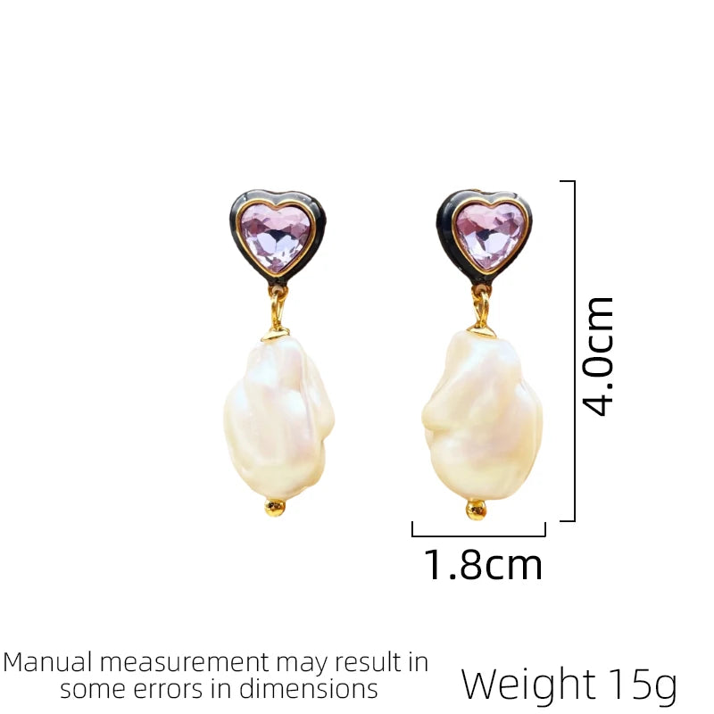 SUYU Spring New French Retro Women's Luxury Simulation Pearl Earrings Light Luxury Love Dropping Glaze Earrings Fashion Jewelry