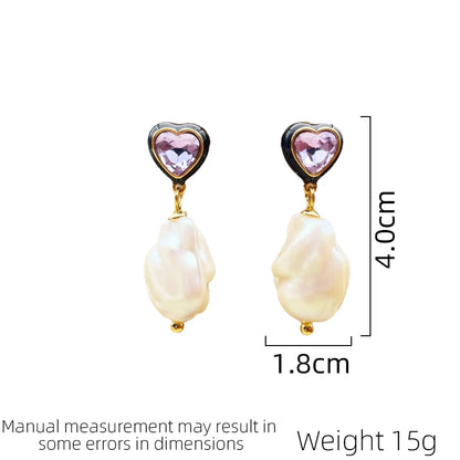 SUYU Spring New French Retro Women's Luxury Simulation Pearl Earrings Light Luxury Love Dropping Glaze Earrings Fashion Jewelry