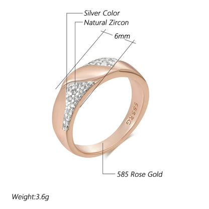 Wbmqda Luxury Natural Zircon Bride Wedding Rings For Women 585 Rose Gold Silver Color Mix Unique Design Fine Daily Jewelry