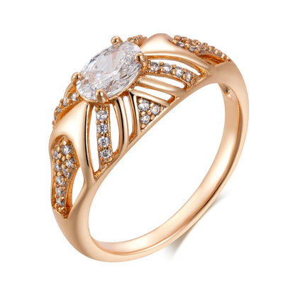 Kinel Luxury Shiny Oval Natural Zirconia Ethnic Bride Ring For Women 585 Rose Gold Color Wedding Accessories Daily Fine Jewelry