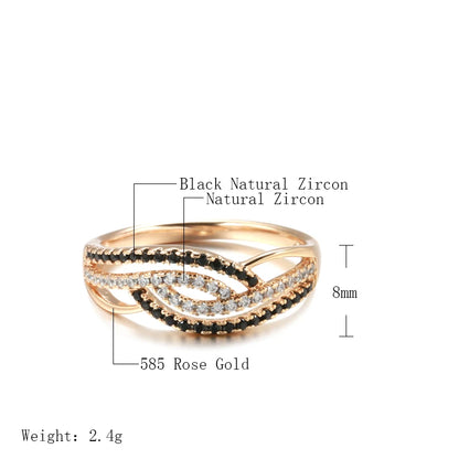 Wbmqda Luxury Retro Black White Zircon Ring For Women Geometric Cross Design High Quality Ethnic Wedding Fine Jewelry Gift