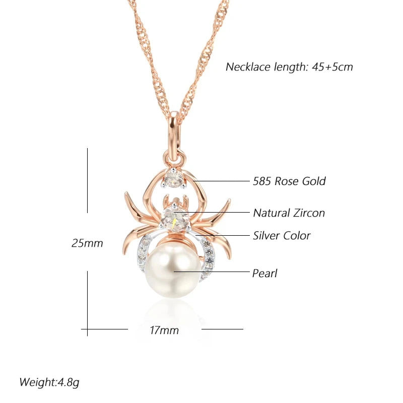 Wbmqda Trendy Spider Shape Pendant Necklace For Women 585 Rose Gold Silver Mix Color Personalized Jewelry Accessories